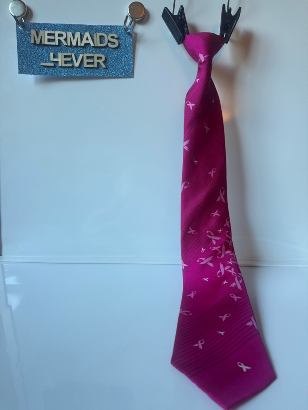 Luly Yang - Ribbons in Flight Alaska Airlines 2016 - Pink Awareness Clip On Tie